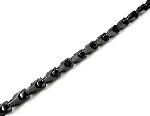 Black Tungsten Link Chain Necklace, Bracelet Set, Solid Heavy Wheat Carbide 3 Sided Links in Black Toned, Jewelry Gift or Accessory for Men in Kuwait