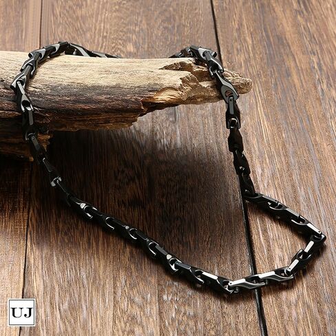 Black Tungsten Link Chain Necklace, Bracelet Set, Solid Heavy Wheat Carbide 3 Sided Links in Black Toned, Jewelry Gift or Accessory for Men in Kuwait