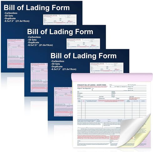 100 Sets Bill of Lading Short Form 8.5x7.5 Inches 3 Part Carbonless Paper with Backing Board Vehicle Transport Bill of Lading Form for Auto Haulers Car Shipping Dealerships (2) in Saudi Arabia