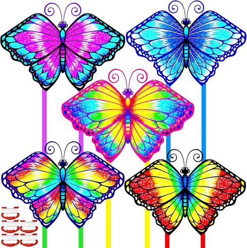 YongnKids 5 طائرات ورقية للأطفال والكبار، سهلة الطيران بطائرات ورقية كبيرة على الشاطئ، ألعاب خارجية هدايا عيد الفصح للأولاد والبنات الذين تتراوح أعمارهم بين 4 5 6 7 8-12 سنة in Kuwait