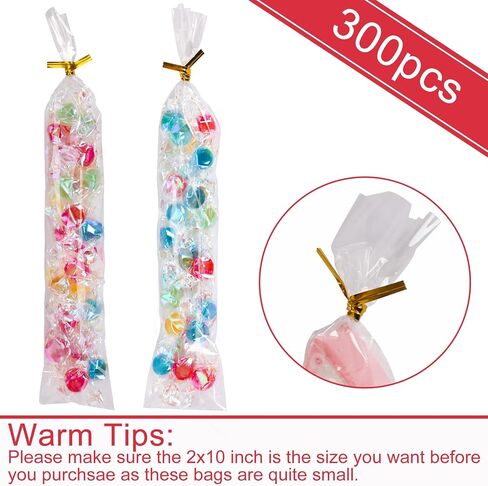 أكياس Augshy Cake Pop، 300 قطعة من أكياس حلوى السيلوفان 3x5 مع 300 ربطة عنق ملفوفة بسمك 1.4 مل أكياس بلاستيكية OPP لبوفيه تغليف حلوى المصاصة والشوكولاتة in Saudi Arabia