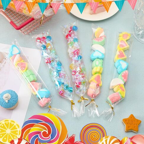 أكياس Augshy Cake Pop، 300 قطعة من أكياس حلوى السيلوفان 3x5 مع 300 ربطة عنق ملفوفة بسمك 1.4 مل أكياس بلاستيكية OPP لبوفيه تغليف حلوى المصاصة والشوكولاتة in Saudi Arabia