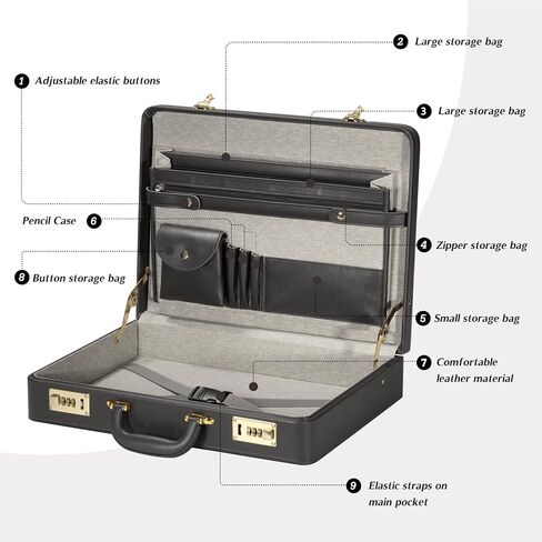 Briefcases for Men, Professional Leather Briefcase with Lock, Hard Shell Business Brief Case, Durable Executive Attache Case for Laptop Documents, Mens Hard Briefcase for Work Office Travel in Saudi Arabia