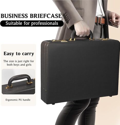 Briefcases for Men, Professional Leather Briefcase with Lock, Hard Shell Business Brief Case, Durable Executive Attache Case for Laptop Documents, Mens Hard Briefcase for Work Office Travel in Saudi Arabia