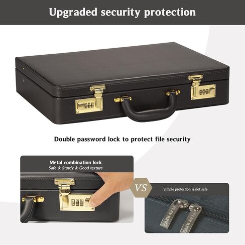 Briefcases for Men, Professional Leather Briefcase with Lock, Hard Shell Business Brief Case, Durable Executive Attache Case for Laptop Documents, Mens Hard Briefcase for Work Office Travel in Saudi Arabia