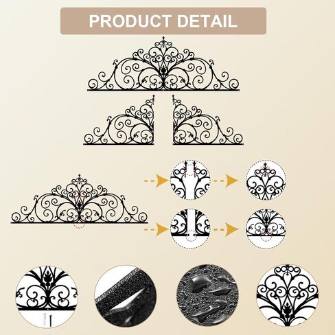ShxTrade Black Wall Art Metal Retro Pattern Metal Wall Decoration 4-piece Set Combination, Metal Wall Art, Door Hanger, Living Room, Office, Indoor and Outdoor Decoration (A（S）) in Saudi Arabia