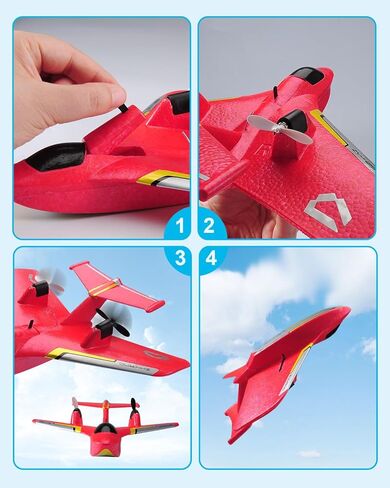 طائرة RC Plane F22 RC، طائرة تحكم عن بعد 2. 4 جيجا هرتز مع مثبت جيروسكوبي / ضوء LED / بطاريتين قابلتين لإعادة الشحن سهلة الطيران لعبة طائرة شراعية RC للأطفال والأولاد والبالغين والمبتدئين (أزرق) in Kuwait