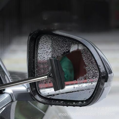ممسحة مرآة جانبية للسيارة احترافية بمقبض تلسكوبي، أسود وفضي، بطول 21 سم/8.26 بوصة، أداة تنظيف زجاجية مضادة للضباب in Kuwait