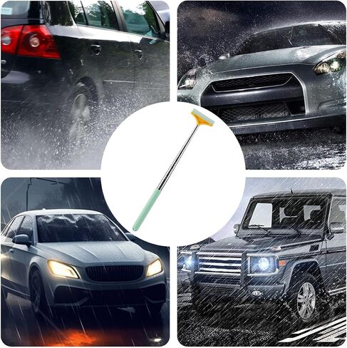 Car Rearview Mirror Wiper, Telescopic Vehicle Glass Squeegee Cleaner with Long Rod, Retractable Portable Window Windshield Cleaning Tool, Universal Automotive Accessories (White) in Saudi Arabia