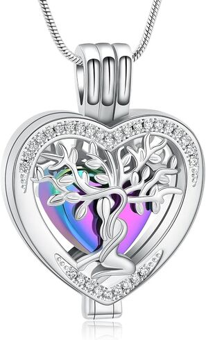 zeqingjw Hollow Heart Urn Necklace for Ashes Always in My Heart Cremation Jewelry Memorial Locket Pendant Jar Keepsake Necklace Gift in Kuwait