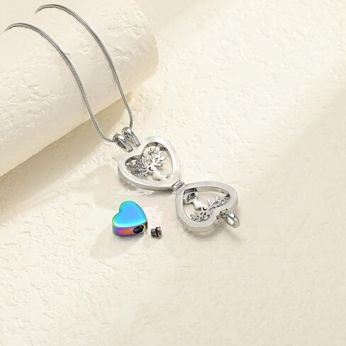 zeqingjw Hollow Heart Urn Necklace for Ashes Always in My Heart Cremation Jewelry Memorial Locket Pendant Jar Keepsake Necklace Gift in Kuwait