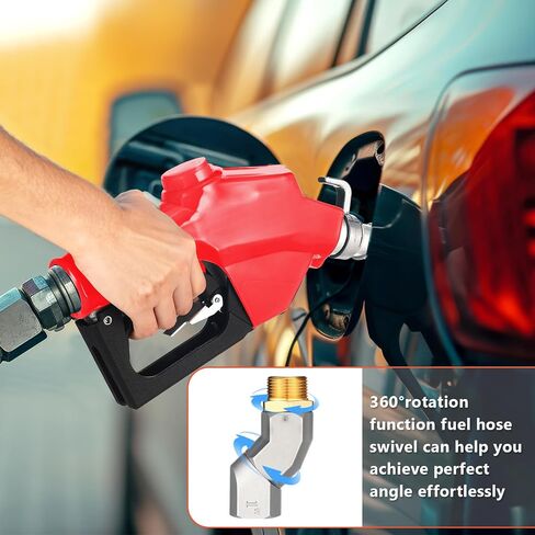 3 عبوات من فوهة الوقود الأوتوماتيكية مقاس 1 بوصة NPT مع خرطوم خطاف دوار 19/16 بوصة (30 مم OD) صنبور إيقاف تلقائي للوقود فوهة مضخة الغاز معدل تدفق قفل 3 سرعات 30 جالونًا في الدقيقة للديزل والبنزين الكيروسين (أخضر) in Kuwait