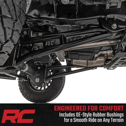 ترقية ذراع نصف قطرها Rough Country لسيارة Ford F-250/F-350 Super Duty 4WD مع رفع 3-6 بوصة (2023-2024) - أذرع نصف قطرها أنبوبية، زوج in Kuwait