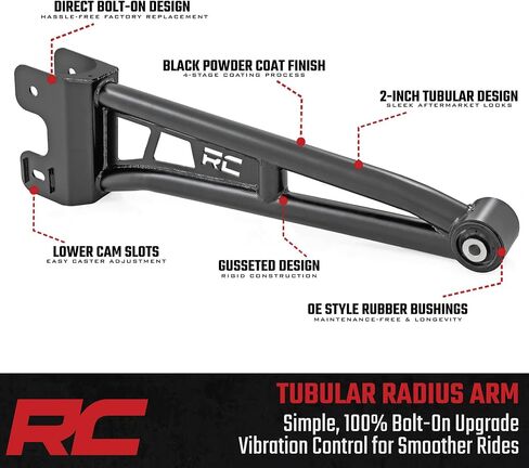 ترقية ذراع نصف قطرها Rough Country لسيارة Ford F-250/F-350 Super Duty 4WD مع رفع 3-6 بوصة (2023-2024) - أذرع نصف قطرها أنبوبية، زوج in Kuwait