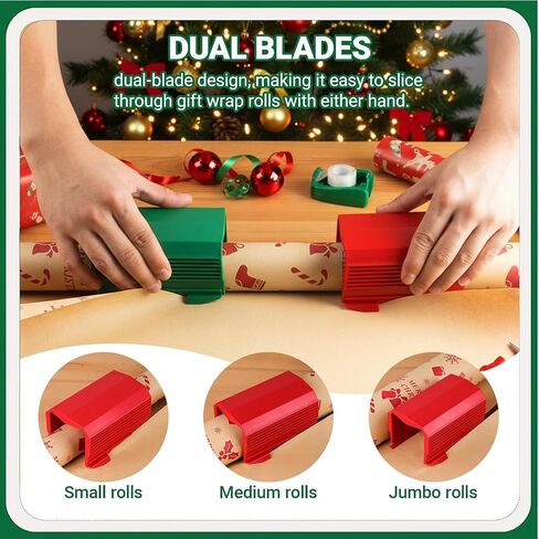 Wrapping Paper Cutter 1 Pack, Gift Wrap Cutter Christmas Wrapping Gift Wrap Cutters Slider for Rolls, Paper Roll Cutters Tool for Christmas Birthday Holiday, Red in Saudi Arabia