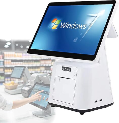 Restaurant POS System with 15.6-Inch Touchscreen - All-in-One Cash Register for Small Business, 8GB RAM 128GB SSD, Retail Store Payment Terminal with Receipt Printer (Single Screen) in Saudi Arabia