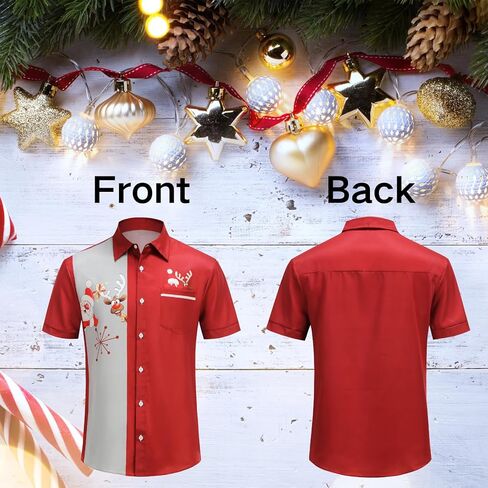 TOONRAIN Men's Christmas Shirt for Santa Claus Party Short Sleeve Hawaiian Button Down Tropical Shirts in Kuwait