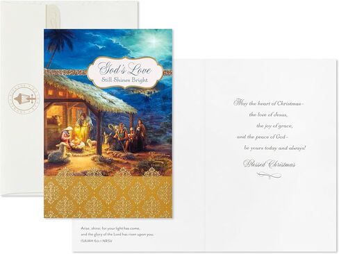 Hallmark Religious Christmas Card Assortment, Heavenly Peace (36 Cards and Envelopes) Dusty Blue and Gold Foil in Saudi Arabia