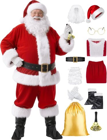 زي Ruimeier Santa Clacus للرجال البالغين 10 قطع بدلة سانتا الفاخرة لعيد الميلاد in Kuwait