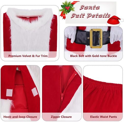 زي Ruimeier Santa Clacus للرجال البالغين 10 قطع بدلة سانتا الفاخرة لعيد الميلاد in Kuwait