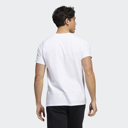 adidas Men's Badge of Sport Tee Mountain Front Logo Short Sleeve T-Shirt, Black-White, Small in Saudi Arabia