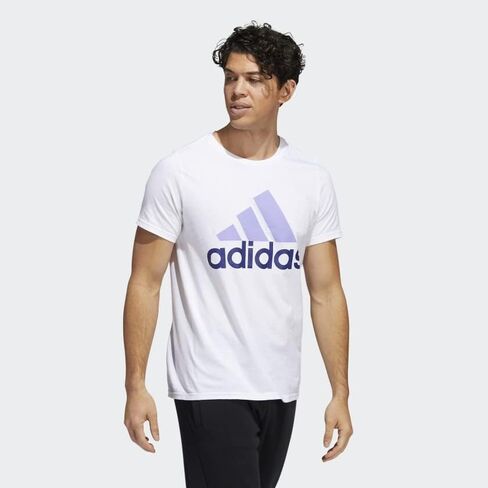 adidas Men's Badge of Sport Tee Mountain Front Logo Short Sleeve T-Shirt, Black-White, Small in Saudi Arabia