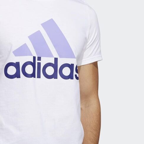 adidas Men's Badge of Sport Tee Mountain Front Logo Short Sleeve T-Shirt, Black-White, Small in Saudi Arabia
