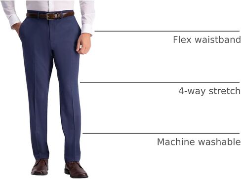 Kenneth Cole Reaction Men's Slim Fit Solid Performance Dress Pant, Dark Navy, 36W x 34L in Kuwait