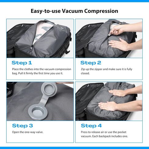 Vacuum Travel Backpack, 70L Expandable Air Vacuum Backpack for Travel, Vacpack Travel Vacuum Bags with Pump, TSA Lock, USB Charging Port, Waterproof in Saudi Arabia