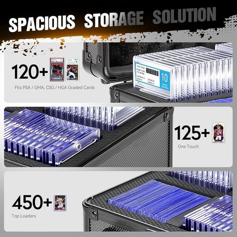 صندوق تخزين البطاقات المتدرج، صناديق التحميل العلوي، حقيبة تخزين بطاقات التداول الرياضية، حامل مغناطيسي Slab PSA/GMA/CSG/SGC/HGA، حافظة بطاقات كرة القدم البيسبول، تحمل أكثر من 70 بطاقة in Kuwait