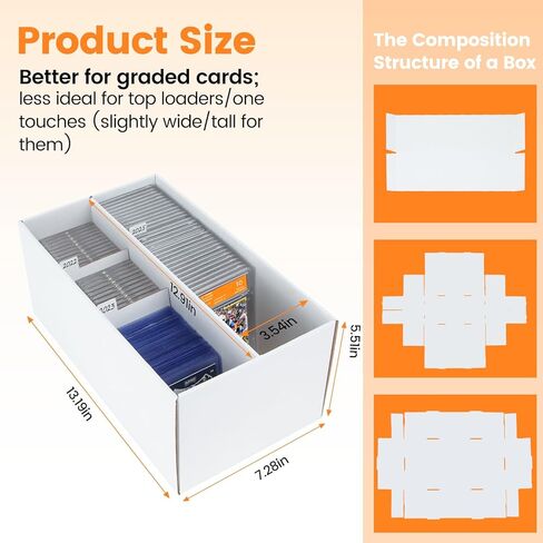 صندوق تخزين بطاقات التداول المتدرج مكون من عبوتين - علبة بطاقات متدرجة بصفين، صناديق من الورق المقوى مقسمة لتخزين البطاقات الرياضية، متوافقة مع PSA/GMA/CSG/SGC/HGA in Kuwait