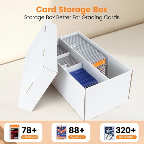 صندوق تخزين بطاقات التداول المتدرج مكون من عبوتين - علبة بطاقات متدرجة بصفين، صناديق من الورق المقوى مقسمة لتخزين البطاقات الرياضية، متوافقة مع PSA/GMA/CSG/SGC/HGA in Kuwait