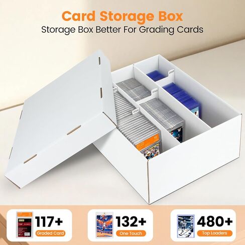 2 Pack Graded Trading Card Storage Box - 2 Rows Graded Card Case, Divided Cardboard Boxes for Sports Card Storage, Compatible with PSA/GMA/CSG/SGC/HGA in Saudi Arabia
