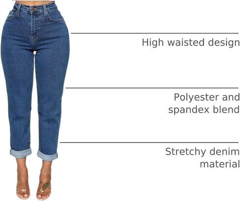 SheKiss Women's Ripped High Waisted Straight Leg Boyfriend Trendy Jeans Loose Fit Distressed Zipper Fly Hole Denim Pants in Saudi Arabia