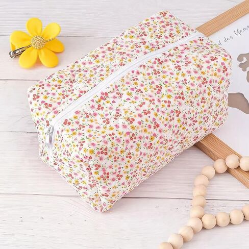 Floral Makeup Bag,Floral Quilted Makeup Bag,Large Cosmetic Bag,Fashionable Travel Makeup Pouch, Cute Cherry Makeup Bag,Puffy Coquette Makeup Bag, Attractive Quilted Makeup Bag in Saudi Arabia