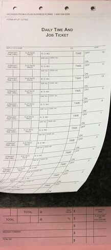 12 Flag Mechanics Daily Time and Job Ticket JT-12-PSG by A+ 1,000 Qty.(V2) in Saudi Arabia