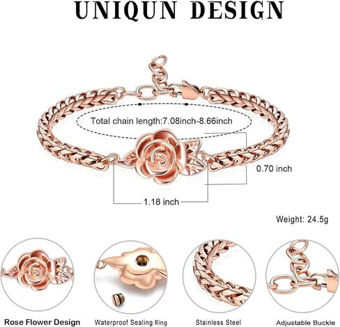zeqingjw Cremation Jewelry Rose Flower Urn Bracelet for Ashes for Women Adjustable Keepsake Memorial Bracelet Urn Bangle Ashes Holder in Kuwait