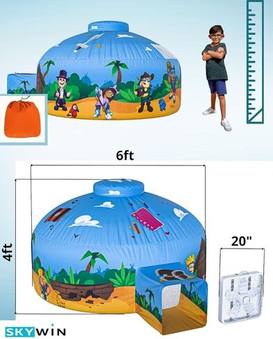 Skywin Air Tent for Kids (77" x 50") Builds in 30 Sec, Toddler Tents Indoor for Imaginative Play, Spacious Kids Forts Indoor Playhouse for Boys & Girls Ages 3-14 (Fan Not Incl) (Forest Fort) in Kuwait