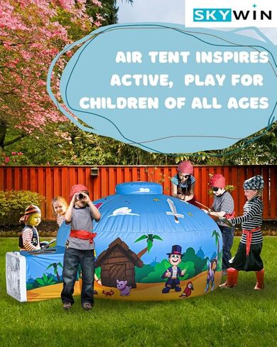 Skywin Air Tent for Kids (77" x 50") Builds in 30 Sec, Toddler Tents Indoor for Imaginative Play, Spacious Kids Forts Indoor Playhouse for Boys & Girls Ages 3-14 (Fan Not Incl) (Forest Fort) in Kuwait