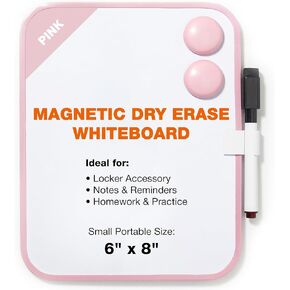 لوح مسح جاف مغناطيسي لخزانة المدرسة، مقاس 15.24 سم × 20.32 سم، أسود مؤطر مع قلم تحديد ومغناطيسين - سبورة بيضاء صغيرة للفصل الدراسي والمنزل والمكتب والسفر in Kuwait