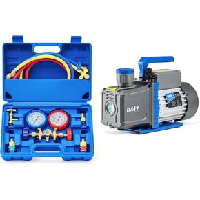 Orion Motor Tech 3 Way AC Diagnostic Manifold Gauge Set for Freon Charging & 2 Stage A2L Vacuum Pump, Bundle in Kuwait