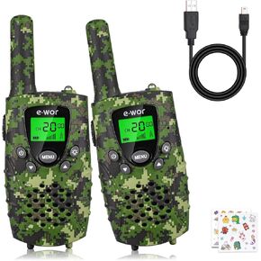 أجهزة اتصال لاسلكية للأطفال من E-WOR، قطعتان من أجهزة اتصال لاسلكية طويلة المدى بطول 4 أميال 22 قناة مع ألعاب مغامرات بمصباح يدوي لعمر 3 4 5 6 7 8 9 10 11 12 عامًا للأولاد والبنات، هدايا مضحكة لعيد الميلاد in Kuwait