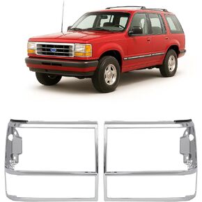 زوج من باب إطار المصباح الأمامي متوافق مع 1989-1994 Ford Bronco II/Explorer/Ranger GT/S Plus/S Plus لاستبدال FO2513111 FO2512156 Chrome + مطلي باللون الفضي الأيسر والأيمن in Kuwait