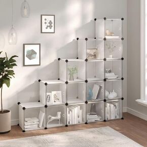 Transparent Polypropylene Steel Storage Cube Organizer, 15 Modular Cubes for Space-Saving Organization, Durable Waterproof Build with Endless Configurations, Quick Assembly in Saudi Arabia