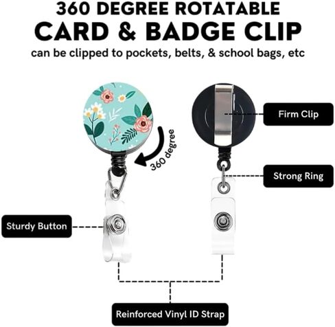 2-Pack Retractable Id Badge Holder with Metal Clip & Key Ring - Durable Card Reel for Name Tags, Keys (Black) in Saudi Arabia
