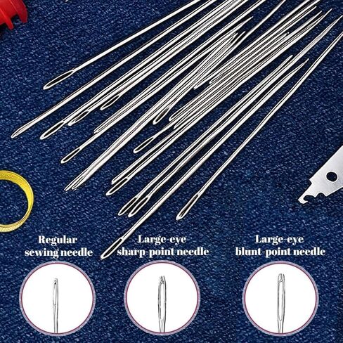 Professional Stainless Steel Sewing Needles Set, Hand Sewing Kit with Large Eye Design, 34 Pieces in Saudi Arabia
