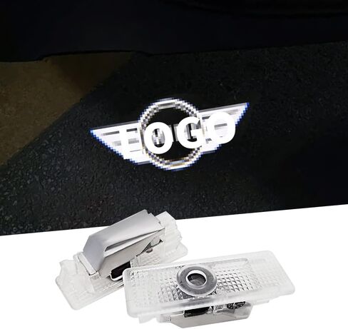 قطعتان من مصابيح شعار باب السيارة لـ Mi/ni Cooper R55 R56 R57 R58 R59 R60 R51 F54 F55 F56 F60، مصابيح LED غير باهتة، مصابيح ظل شبح لجهاز العرض (أزرق) in Kuwait