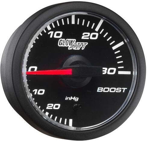 طقم قياس الضغط GlowShift 45 مم 30 PSI Turbo Boost - يتضمن مستشعرًا إلكترونيًا وأحزمة أسلاك - قرص أسود - LED أبيض - تصميم مضغوط in Kuwait