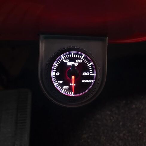 طقم قياس الضغط GlowShift 45 مم 30 PSI Turbo Boost - يتضمن مستشعرًا إلكترونيًا وأحزمة أسلاك - قرص أسود - LED أبيض - تصميم مضغوط in Kuwait