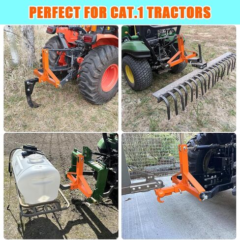 جهاز استقبال وصلة المقطورة 3 نقاط 2 عالي التحمل للجرارات من الفئة 1 المتوافقة مع Kubota، BX، LM25H، WLM Tractor، NorTrac، Yanmar، Kioti، Cat (3 نقاط ربط-برتقالية) in Saudi Arabia